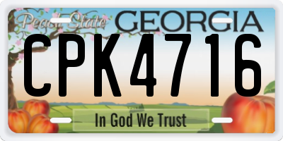 GA license plate CPK4716