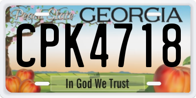 GA license plate CPK4718