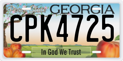 GA license plate CPK4725