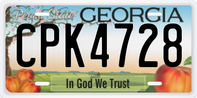 GA license plate CPK4728