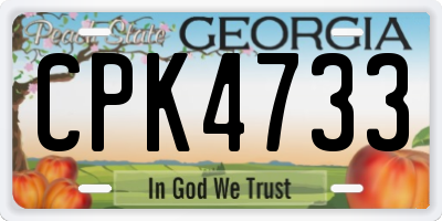 GA license plate CPK4733