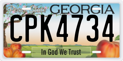 GA license plate CPK4734