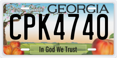 GA license plate CPK4740