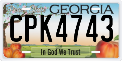 GA license plate CPK4743