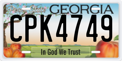 GA license plate CPK4749