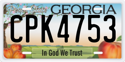 GA license plate CPK4753