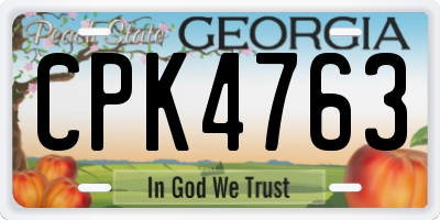 GA license plate CPK4763