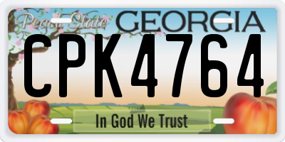 GA license plate CPK4764