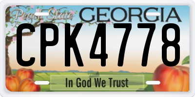 GA license plate CPK4778