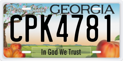 GA license plate CPK4781