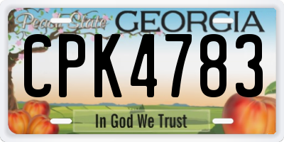 GA license plate CPK4783