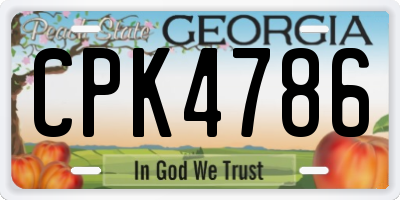 GA license plate CPK4786