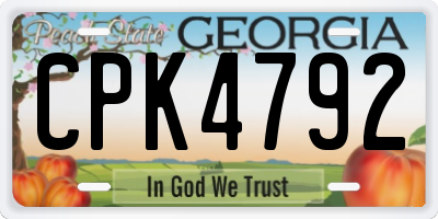 GA license plate CPK4792