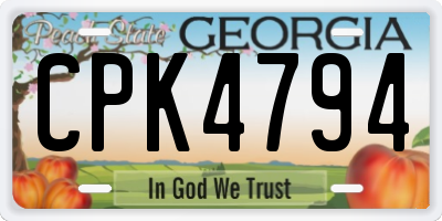 GA license plate CPK4794