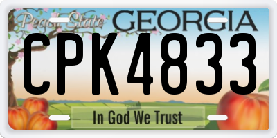GA license plate CPK4833