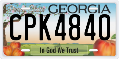 GA license plate CPK4840