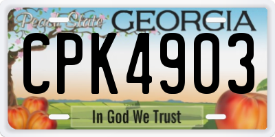 GA license plate CPK4903