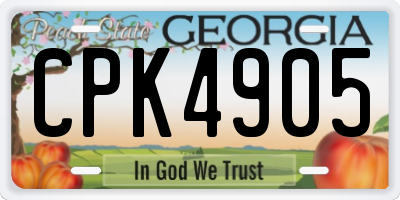 GA license plate CPK4905