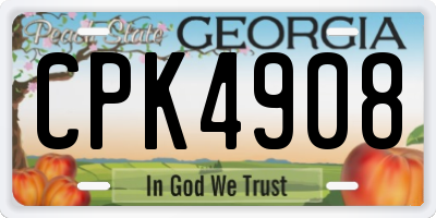 GA license plate CPK4908