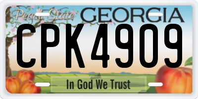 GA license plate CPK4909