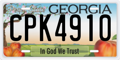 GA license plate CPK4910