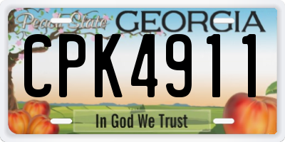 GA license plate CPK4911