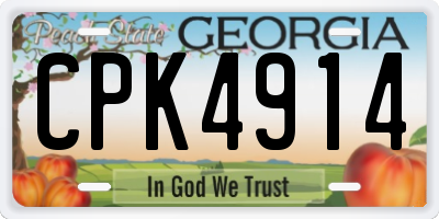 GA license plate CPK4914