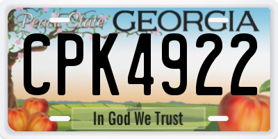 GA license plate CPK4922