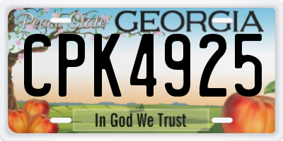 GA license plate CPK4925