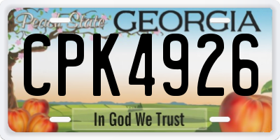GA license plate CPK4926