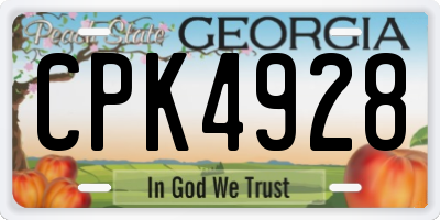 GA license plate CPK4928