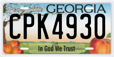 GA license plate CPK4930