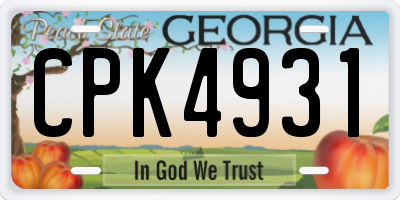 GA license plate CPK4931