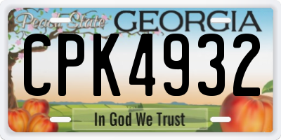 GA license plate CPK4932
