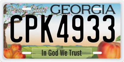 GA license plate CPK4933