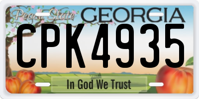 GA license plate CPK4935