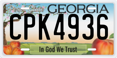 GA license plate CPK4936