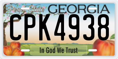 GA license plate CPK4938