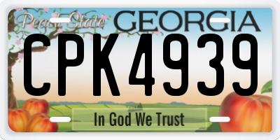 GA license plate CPK4939