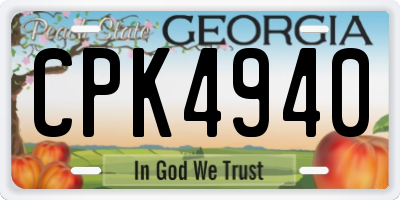 GA license plate CPK4940