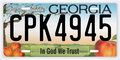 GA license plate CPK4945