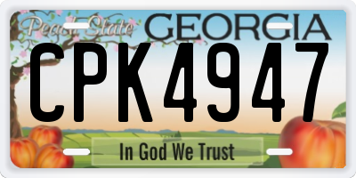 GA license plate CPK4947