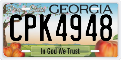 GA license plate CPK4948