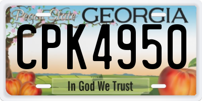 GA license plate CPK4950
