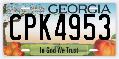 GA license plate CPK4953