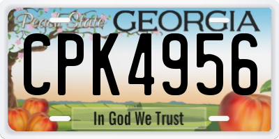 GA license plate CPK4956