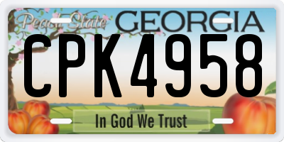GA license plate CPK4958