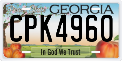 GA license plate CPK4960