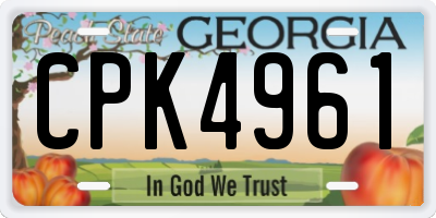 GA license plate CPK4961