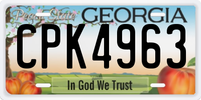 GA license plate CPK4963